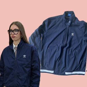 Adidas Originals Navy Windbreaker Track Jacket Size L – Vintage Style